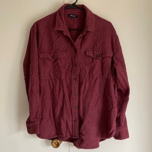 Madewell Dusty Burgundy Flannel Flap-Pocket Oversized Ex-Boyfriend Shirt
